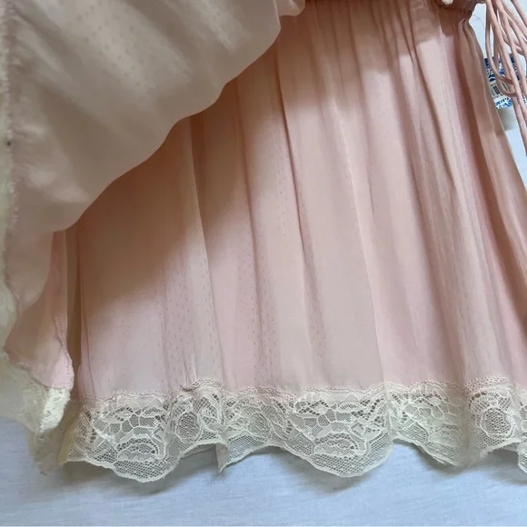 Intimately Free People Blush Pink Mini Light Polka Dot Slip with Lace Trim - Picture 4 of 12